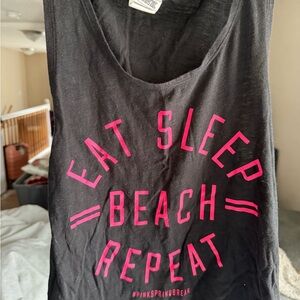 PINK Victoria's Secret Black Tank Top with Pink Print